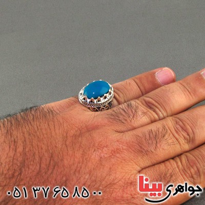 انگشتر فیروزه کرمانی عجمی مردانه _کد:2301