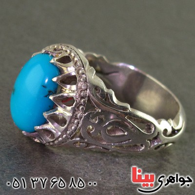 انگشتر فیروزه نیشابوری شجری مردانه صاف فاخر _کد:2303