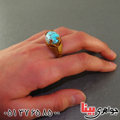 انگشتر فیروزه نیشابوری شجری زنانه زیرخاکی طرح پروانه _کد:2304