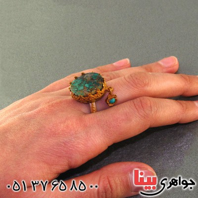 انگشتر فیروزه نیشابوری شجری زنانه درشت زیرخاکی _کد:15974
