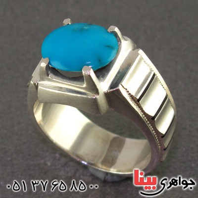 انگشتر فیروزه نیشابوری عجمی مردانه درشت کلاسیک _کد:2307
