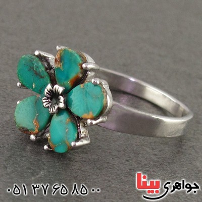 انگشتر فیروزه نیشابوری زنانه طرح گل _کد:15977
