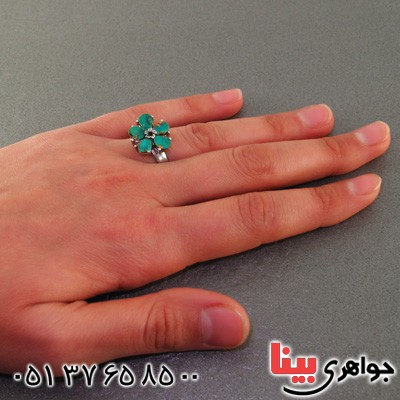 انگشتر فیروزه نیشابوری زنانه طرح گل _کد:15977