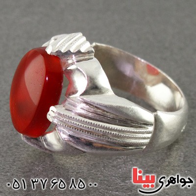 انگشتر عقیق یمنی مردانه چهارچنگ _کد:2319