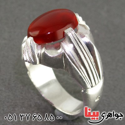 انگشتر عقیق یمنی مردانه چهارچنگ _کد:2319