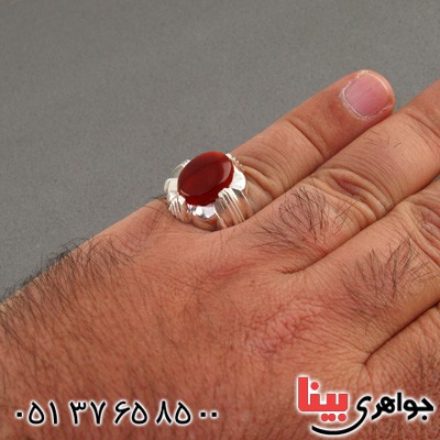 انگشتر عقیق یمنی مردانه چهارچنگ _کد:2319