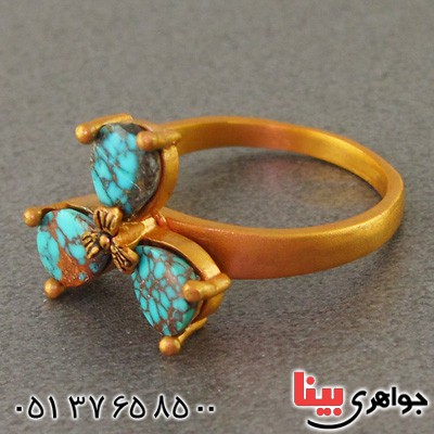 انگشتر فیروزه نیشابوری شجری زنانه بسیار زیبا _کد:15987