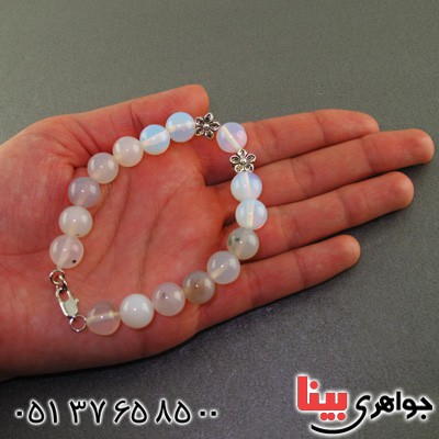 دستبند عقیق شجری و اوپال مهره ای خوشرنگ _کد:16001