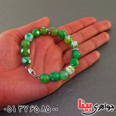 دستبند عقیق رنگی الوان مهره ای تراش دار طرح پریدخت _کد:16004