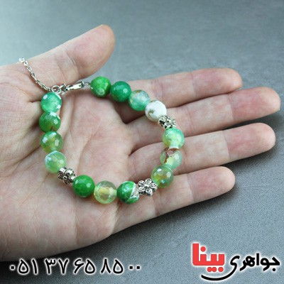 دستبند عقیق رنگی الوان مهره ای تراش دار زنانه _کد:16005