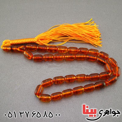 تسبیح کهربا لهستانی 33 دانه ای روشن درجه یک بسیار عالی  _کد:2332 