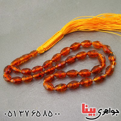 تسبیح کهربا لهستانی روشن 33 دانه ای تراش دار درجه یک _کد:2333