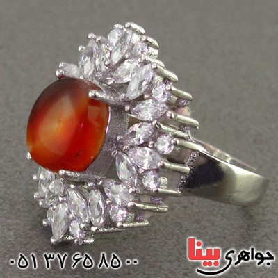 انگشتر عقیق یمنی رودیوم درشت زنانه عالی خاص انگشتر عقیق یمنی رودیوم درشت زنانه عالی خاص