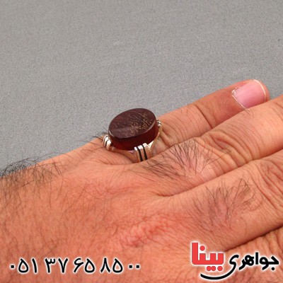 انگشتر عقیق یمنی مردانه با حکاکی و ان یکاد _کد:16077
