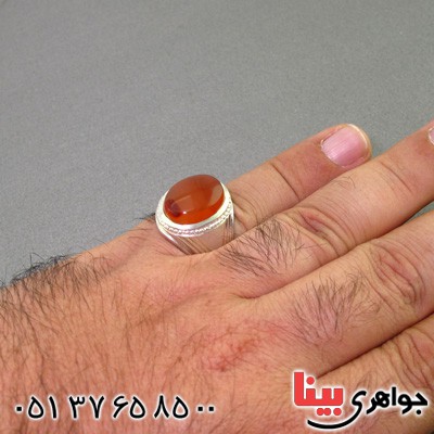 انگشتر عقیق یمنی درشت فاخر مردانه با حرز امام جواد _کد:2338