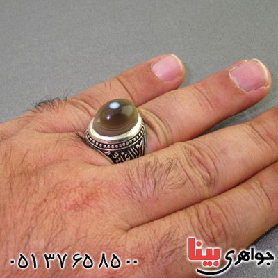 انگشتر عقیق باباقوری درشت مردانه ضد چشم زخم فاخر _کد:2344