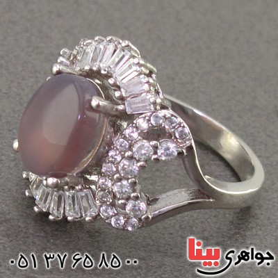 انگشتر عقیق یمنی کبود رودیوم زنانه _کد:16098