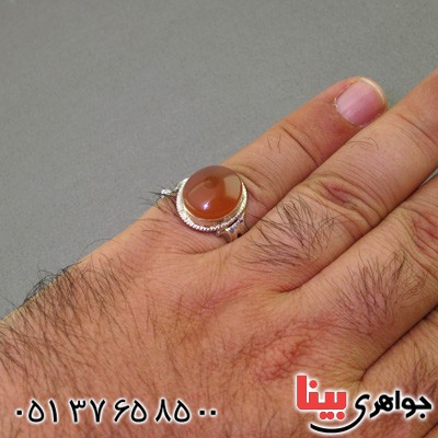 انگشتر عقیق یمنی مردانه تک با حرز ضد طلسم _کد:2348