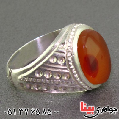 انگشتر عقیق یمنی درشت مردانه ناب با حرز امام جواد _کد:2351