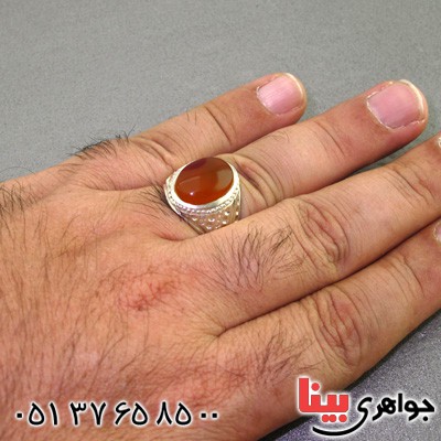 انگشتر عقیق یمنی درشت مردانه ناب با حرز امام جواد _کد:2351