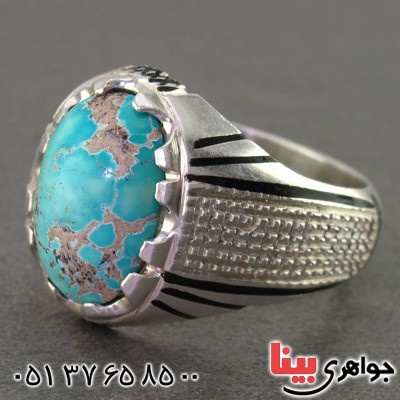 انگشتر فیروزه نیشابوری شجری مردانه خوشرنگ _کد:16115