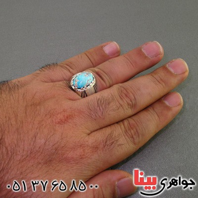 انگشتر فیروزه نیشابوری شجری مردانه خوشرنگ _کد:16115