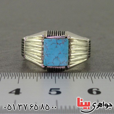 انگشتر فیروزه نیشابوری مردانه با تراش خاص کلاسیک _کد:16116
