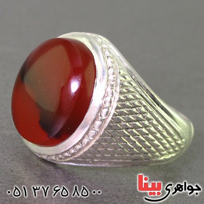 انگشتر عقیق یمنی ناب درشت مردانه با حرز امام جواد _کد:2355