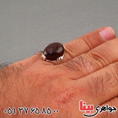 انگشتر عقیق خراسانی عالی مردانه با حکاکی و ان یکاد _کد:16130