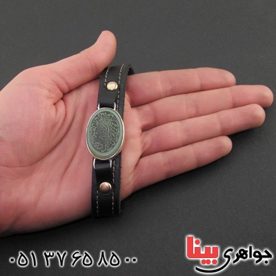 دستبند عقیق سبز با حکاکی ناد علی _کد:16138