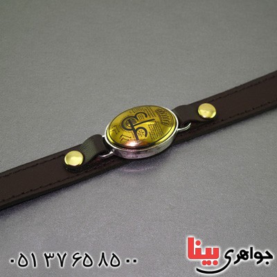 دستبند حدید طلایی با حکاکی عین علی _کد:16140