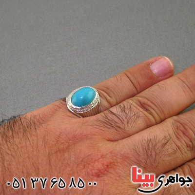 انگشتر فیروزه نیشابوری عجمی فاخر مردانه _کد:2363