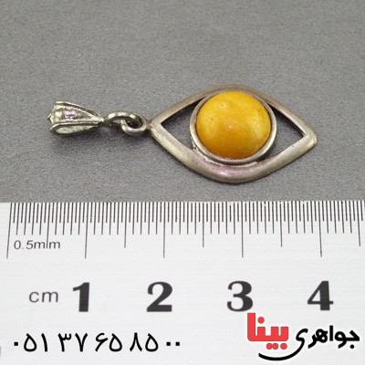 گردنبند کهربا بولونی قدیمی طرح چشم _کد:16155