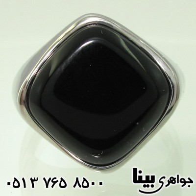 انگشتر عقیق سیاه (اونیکس) لوزی