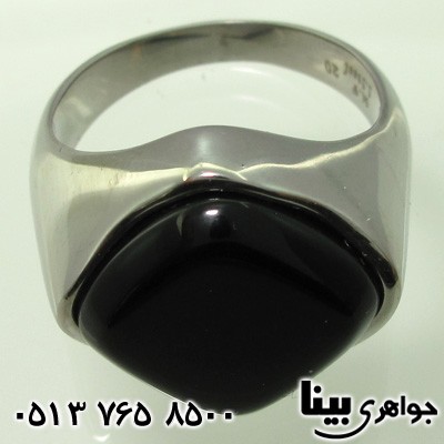 انگشتر عقیق سیاه (اونیکس) لوزی