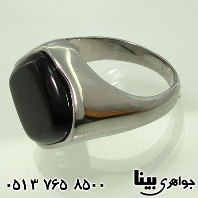 انگشتر عقیق سیاه (اونیکس) لوزی