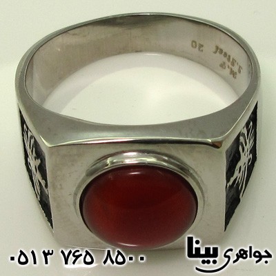 انگشتر عقیق مستطیلی سیاه قلم