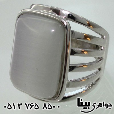 انگشتر سنگ ماه (مون استون) مستطیلی پهن