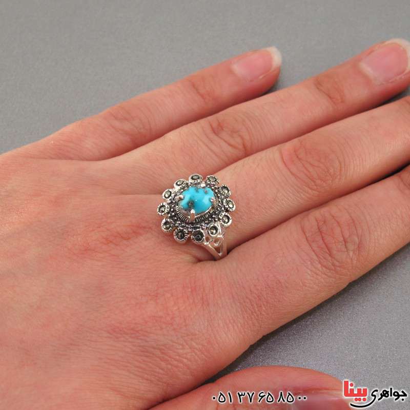 انگشتر فیروزه نیشابوری خوشرنگ زنانه مارکازیتی _کد:16368