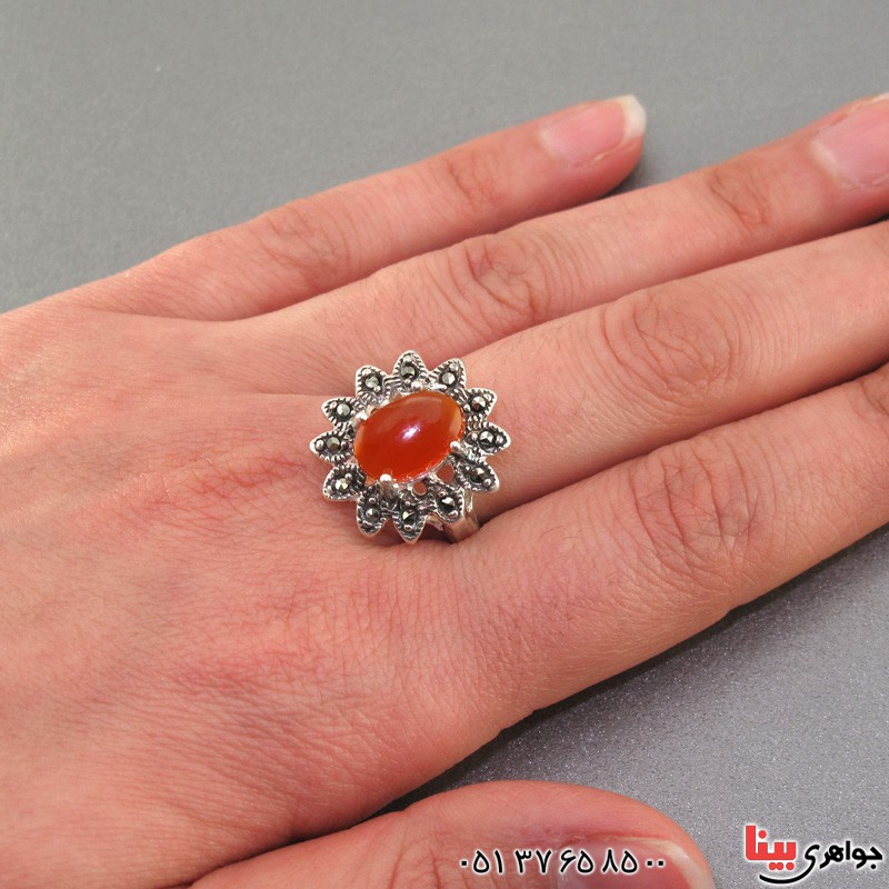 انگشتر عقیق یمنی مارکازیتی زنانه عالی _کد:16406