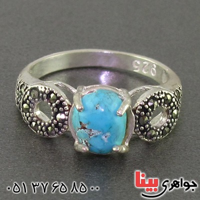 انگشتر فیروزه نیشابوری شجری خوشرنگ مارکازیتی زنانه _کد:16420