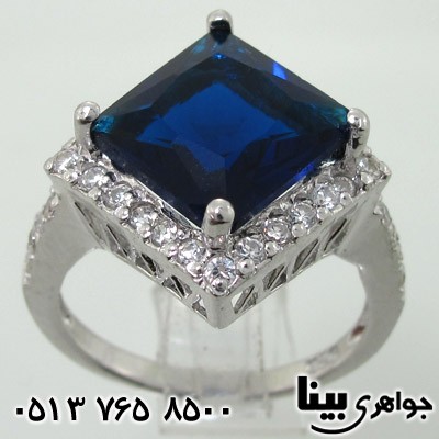 انگشتر یاقوت کبود سنتاتیک مربعی دورنگین