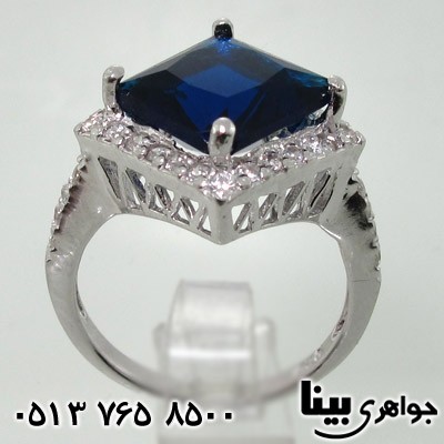 انگشتر یاقوت کبود سنتاتیک مربعی دورنگین