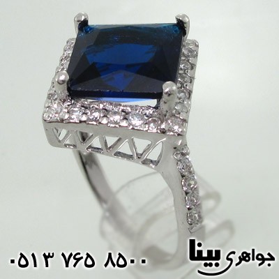 انگشتر یاقوت کبود سنتاتیک مربعی دورنگین