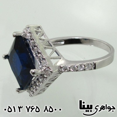 انگشتر یاقوت کبود سنتاتیک مربعی دورنگین