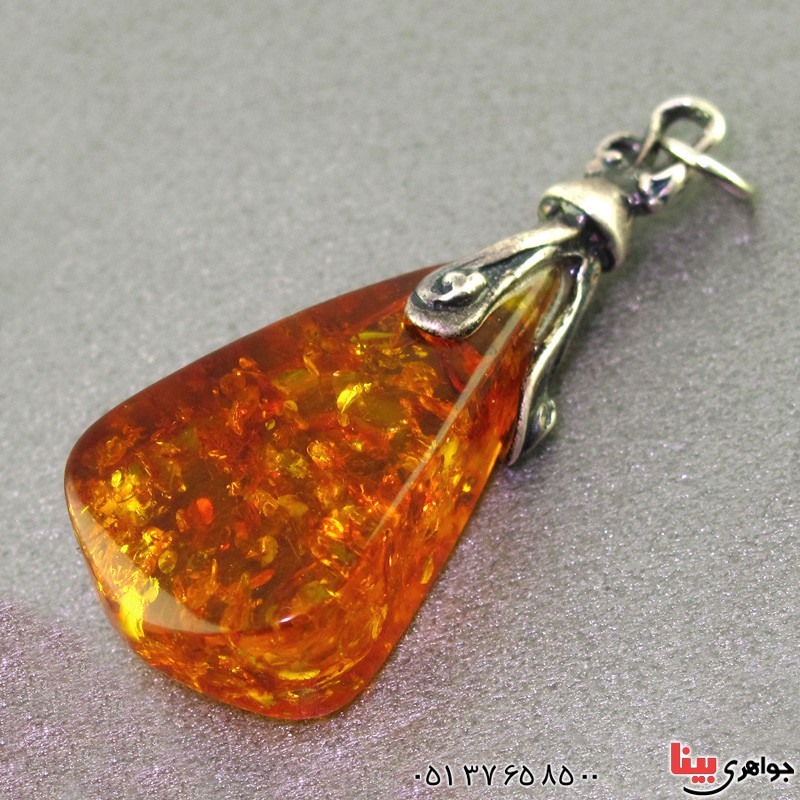 گردنبند کهربا بولونی قدیمی خوشرنگ _کد:16447