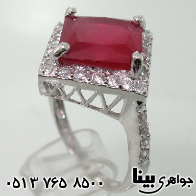 انگشتر یاقوت سرخ سنتاتیک مربعی دورنگین