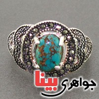 انگشتر فیروزه نیشابوری خوش نقش مارکازیتی زنانه _کد:16501