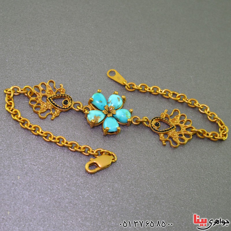 دستبند فیروزه نیشابوری زنانه بسیارعالی طرح زیرخاکی _کد:16503