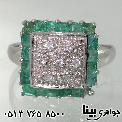 انگشتر زمرد کلمبیا مربعی دور نگین